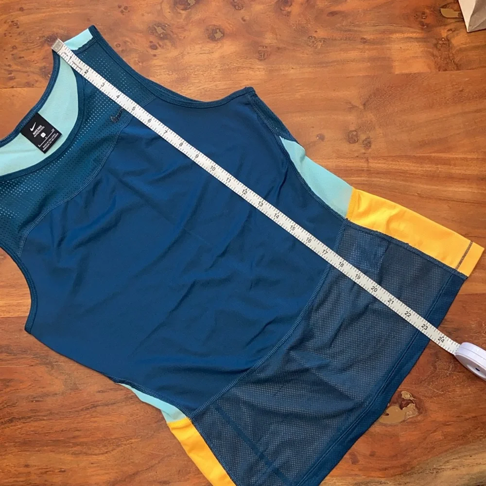 Nike hyper cool mesh tank top athletic shirt yellow teal sea foam womens small